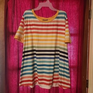 SHEIN Yellow and Pink Layered Neckline Tee